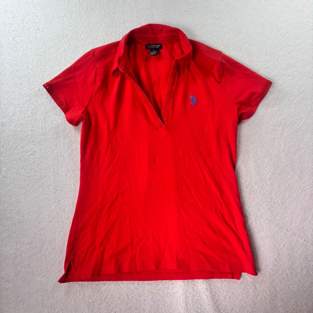 U.S. Polo Assn. Women's Red Cotton Short Sleeve Polo‎ Shirt Size Small